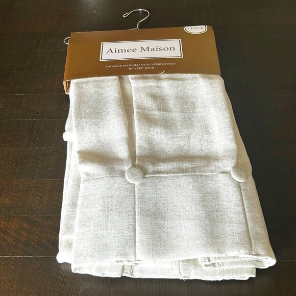 NWT Aimee Maison Antigua Linen Curtains With Button Inverted Pleats 2 Pack - Picture 4 of 9